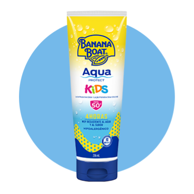 Aqua Protect Kids Loción ideal para llevar a tus paseos ya que brinda la mejor protección contra el sol para los miembros mas pequeños de tu familia