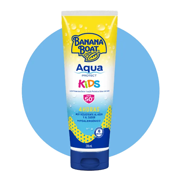 Aqua Protect Kids Loción ideal para llevar a tus paseos ya que brinda la mejor protección contra el sol para los miembros mas pequeños de tu familia