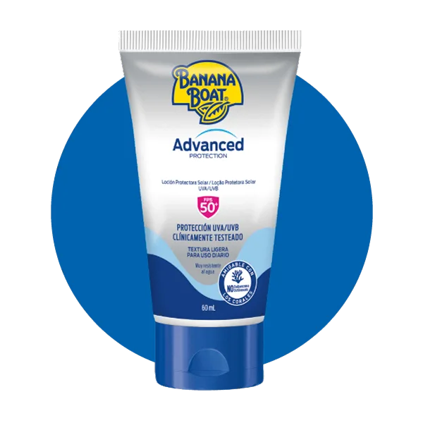 Producto Advanced Protection en loción con un FPS de 50 en presentación de 60 mL, clínicamente testeado ideal para llevar a tus viajes