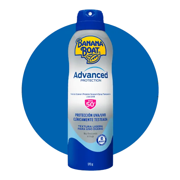 Producto Advanced Protection en Spray con un FPS de 50 en presentación de 180 mL, clínicamente testeado para una mayor protección contra el sol